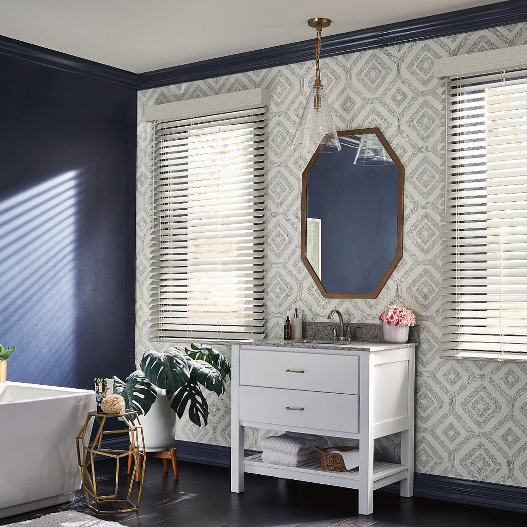 Graber faux wood blinds | Floor to Ceiling Sycamore