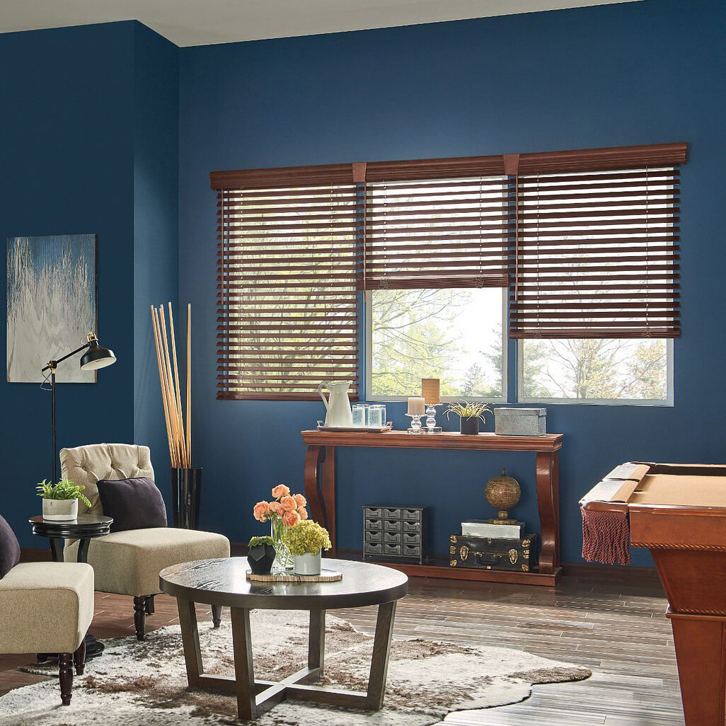 Window treatments wood blinds | Floor to Ceiling Sycamore