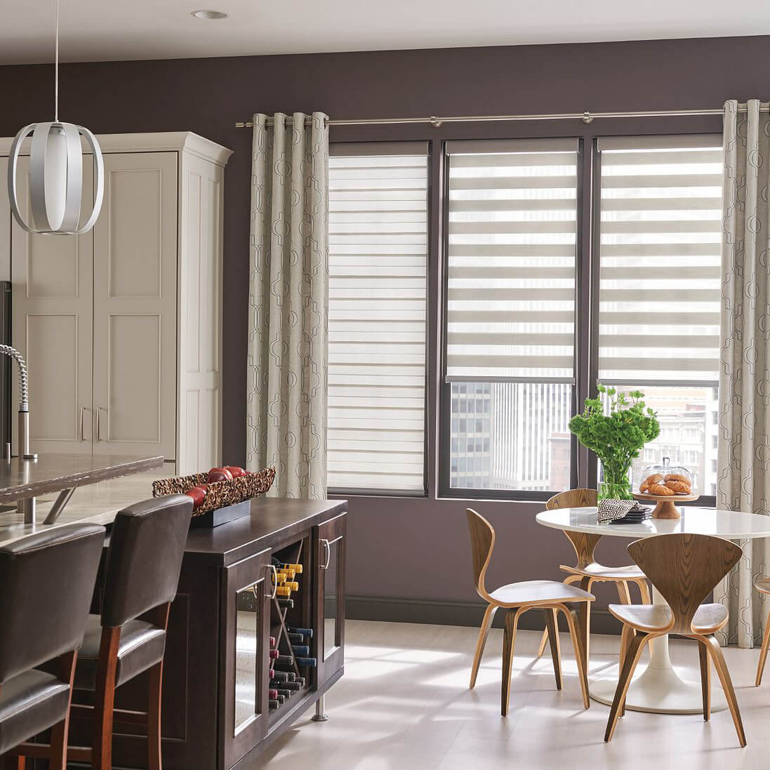 Window layered shades | Floor to Ceiling Sycamore