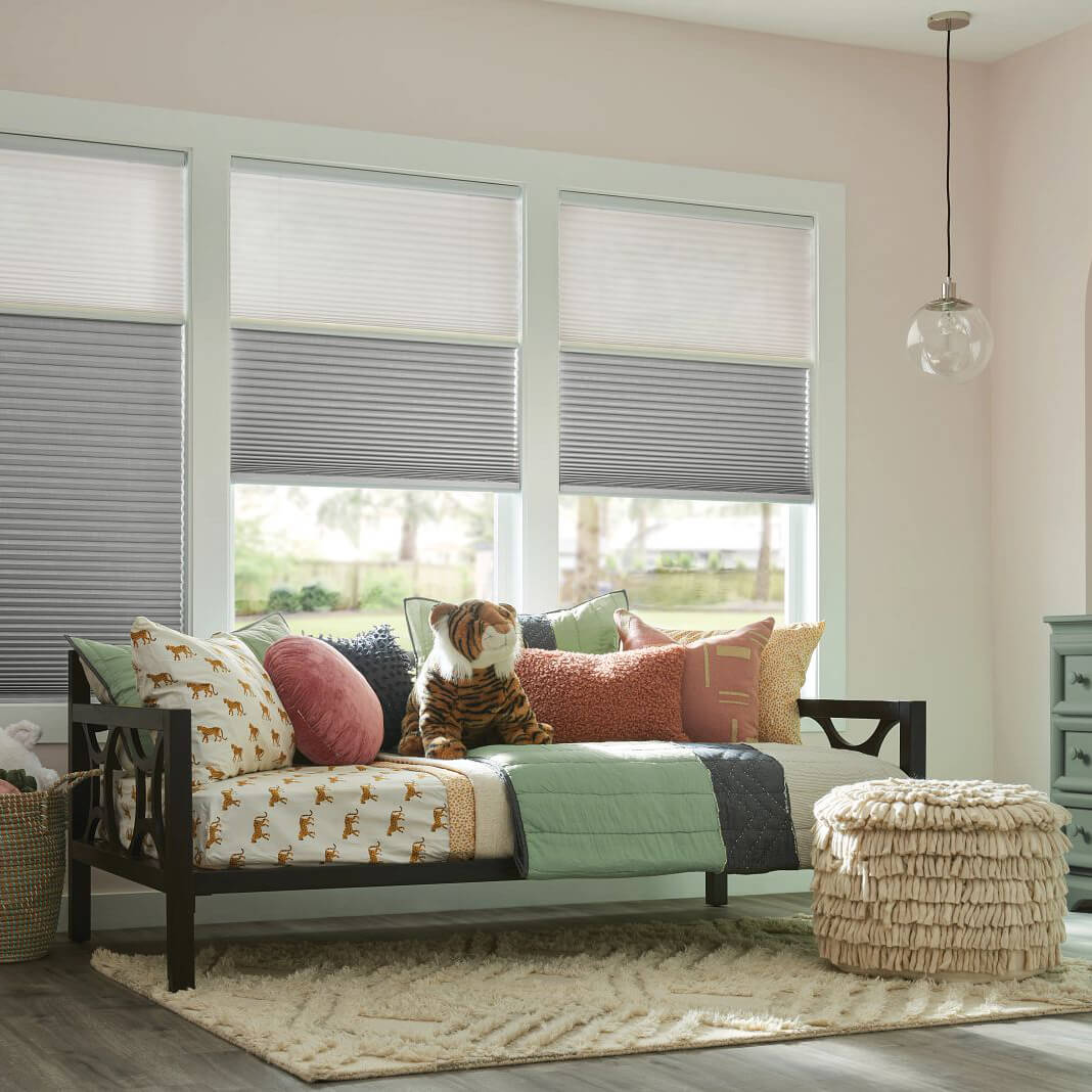 Window soft blinds combo shades | Floor to Ceiling Sycamore