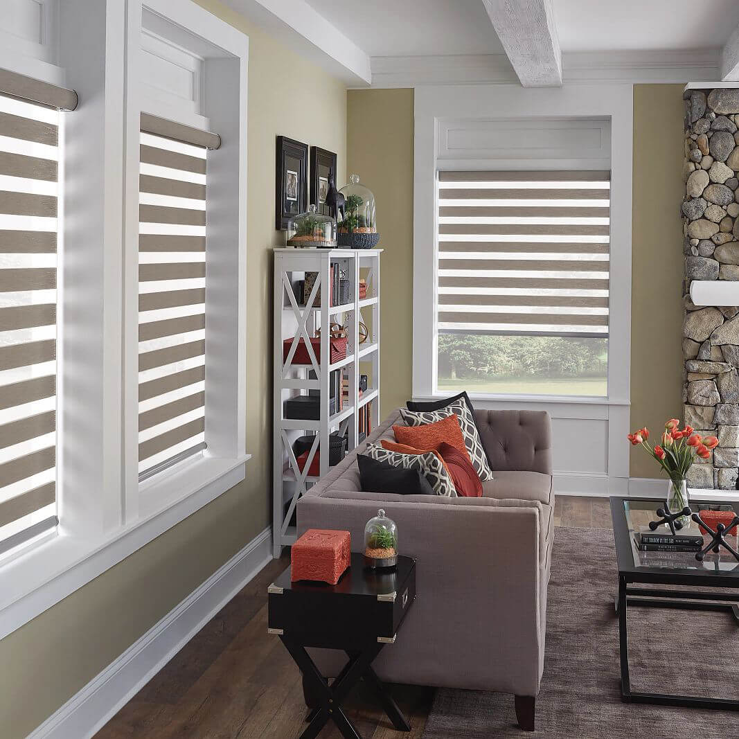 Window treatments layered shades | Floor to Ceiling Sycamore