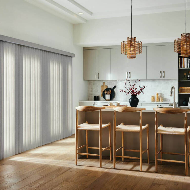 Graber vinyl vertical blinds in a kitchen door